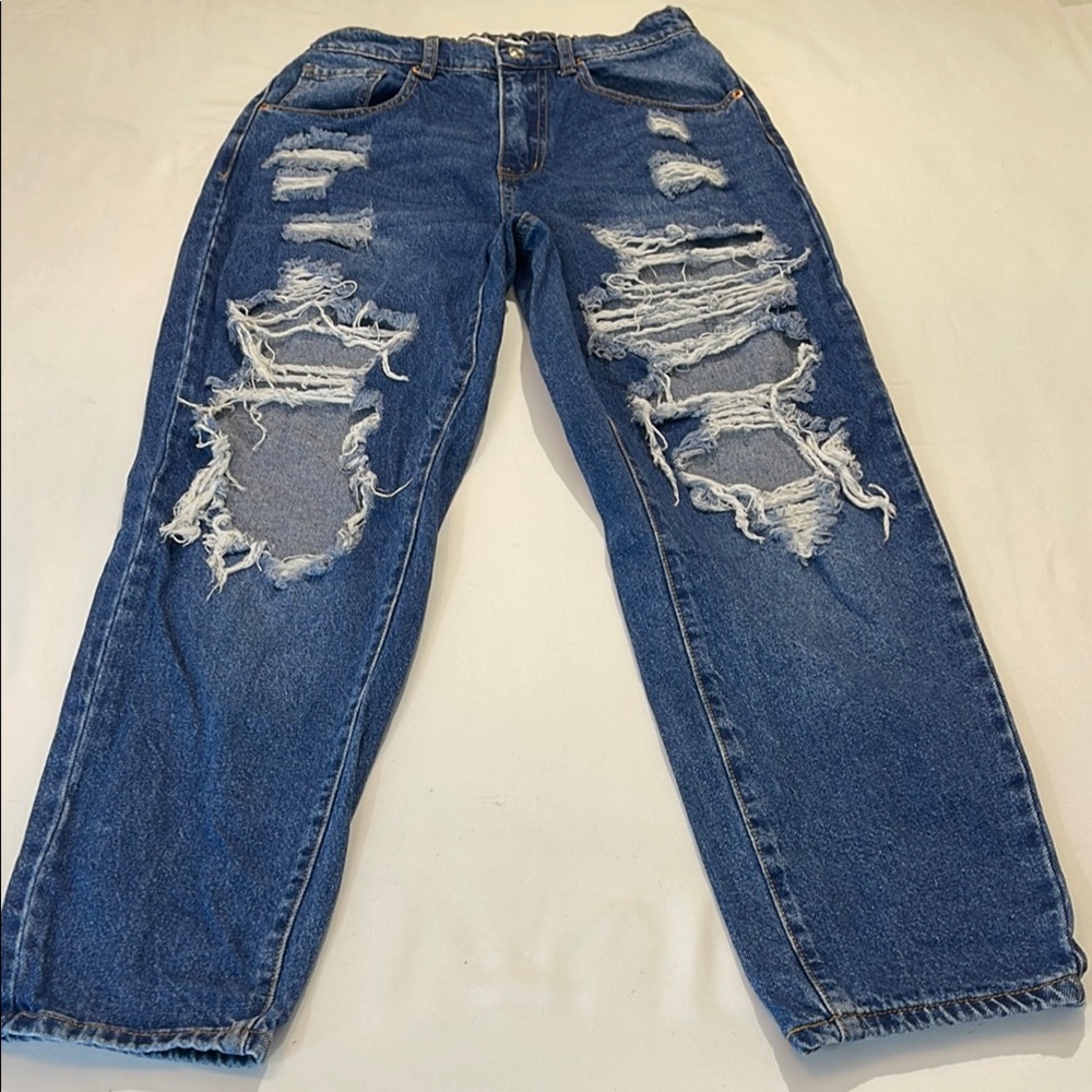 WAX JEAN COLLECTION WOMENS SIZE M Distressed Blue Jeans, ELASTIC IN BACK…